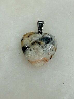 Hand Crafted Multitone Heart Pendant- White, Cream, Gray, Brown